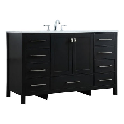 Elegant Kitchen and Bath Irene 54" Solid Wood Single Bathroom Vanity in Black