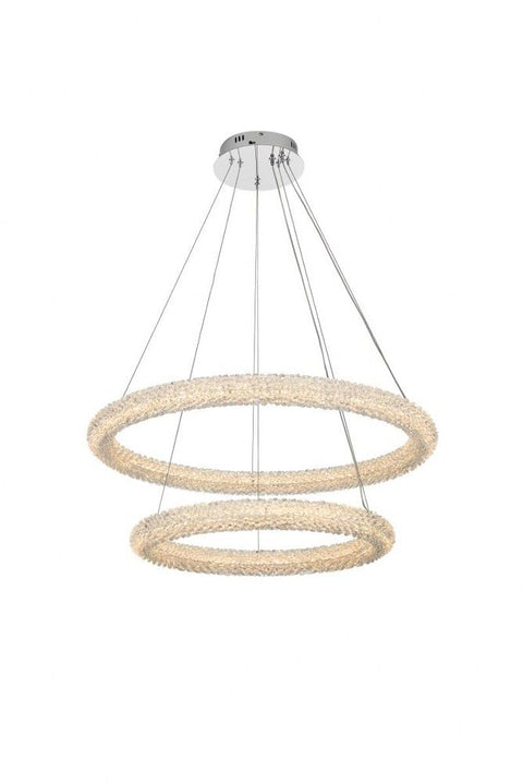 Elegant Lighting Bowen 32" 2-Light Metal Adjustable LED Chandelier in Chrome