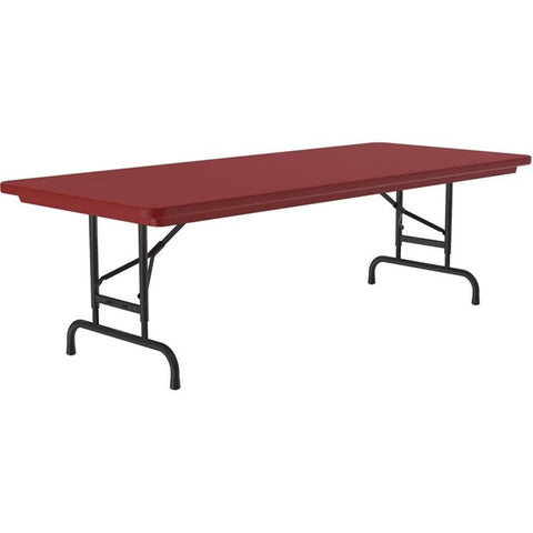 Correll RA3060 25 Series Blow Molded Plastic Adjustable Height Commercial Duty Folding Table, Rectangular, 30" Width x 60" Length, Deep Red