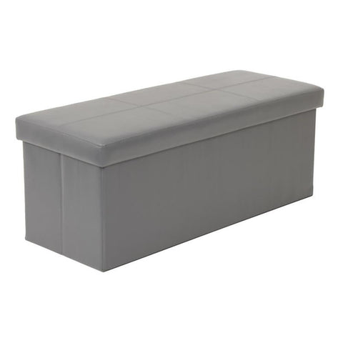 American Furniture Classics 43" Vinyl Foldable Tufted Storage Bench in Gun Gray