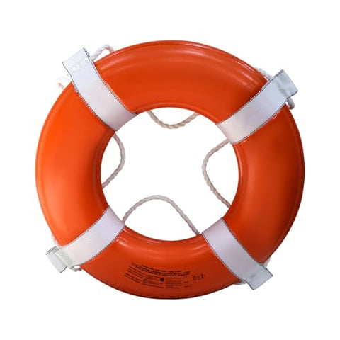 Kemp USCG Approved Ring Buoy - 24 Inch Orange Throwable Flotation Device - PFD Type 4 Solid Closed Cell Foam Pool Rings - Weather and Temperature Resistant Flotation Device