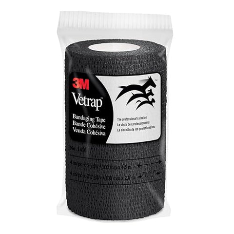 3M Vetrap 4 inch x 5 yard Self-Adherent Bandaging Tape - Black (Single Roll)