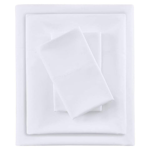 Oakestry 3-Pc Smart Cool Microfiber Luxury Brushed Sheets Elastic All Around Deep Pocket Cooling Hotel Bedding Sheets and Pillowcases, Twin Size, White