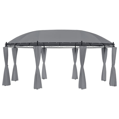 vidaXL Anthracite Outdoor Gazebo with Curtains, Powder-Coated Steel Frame, UV-Resistant Fabric, Easy Assembly, 204.7"x137.4"x100.4"