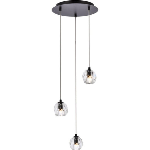 Elegant Lighting Luxurious Eren Adjustable Hanging 3 Lights Pendant for Living Room, Kitchen, Bedroom & Hallway, Black