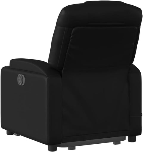 vidaXL Stand up Massage Recliner Chair - Power Lift Armchair, Electric Motor, Manual Tilt, Vibration Massage, Cup Holders, Faux Leather in Black