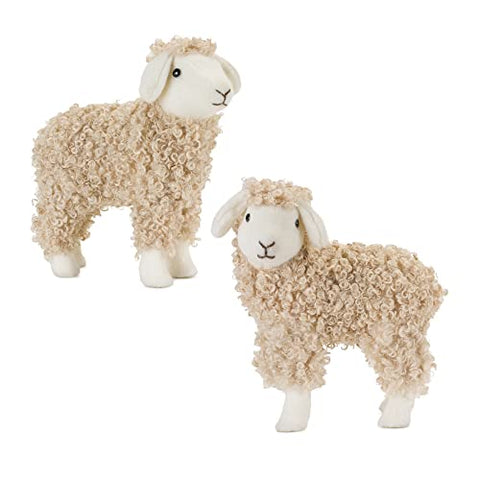 Melrose Set of 2 Foam and Fabric Sheep with Tan Finish 85784DS