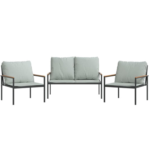 vidaXL 3 Piece Patio Lounge Set with Cushions in Anthracite Steel - Weatherproof Outdoor Furniture with Comfortable Textilene Fabric and Sturdy Steel Frames for Garden Relaxation