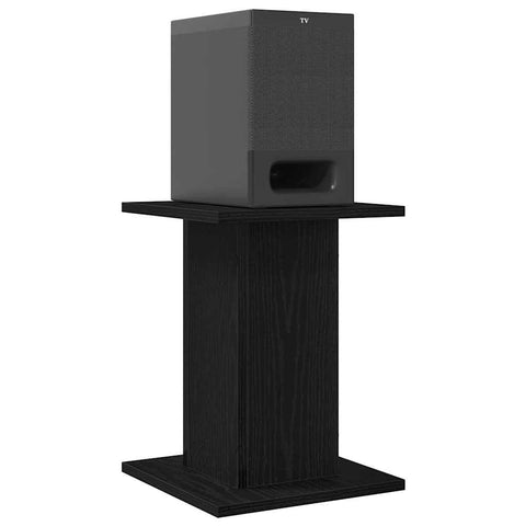 vidaXL Black Oak Speaker Stands for Display | Sturdy Wood Construction Compact 11.8 X 15.7 in Size Modern Design Home Theater & Living Room Holds Audio Equipment Securely Stand Wooden Support