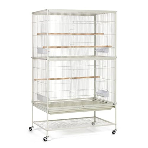 Prevue Pet Products Wrought Iron Flight Cage with Stand, Large Birdcage for Pets, Metal Cage Standing Birdcage, Chalk White