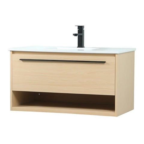 Elegant Decor Roman 36" Aluminum Alloy MDF Single Bathroom Vanity in Maple