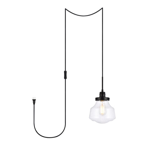 Living District Lyle 1-Light Mid-Century Metal Pendant in Black