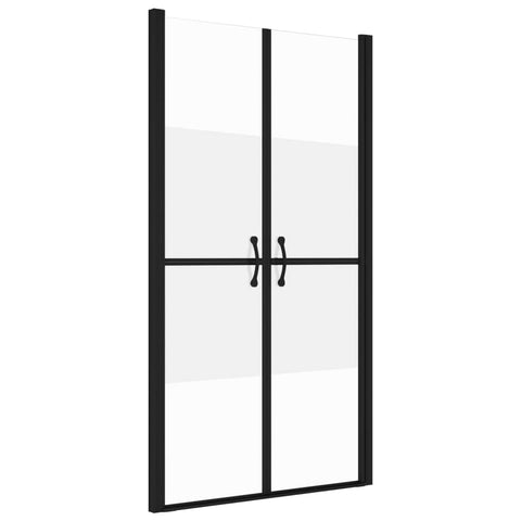 vidaXL Shower Door with Half Frosted ESG (34.6"-35.8") x74.8 - Modern Stylish Aluminum Frame and Wide Walk-in Opening for Bathroom
