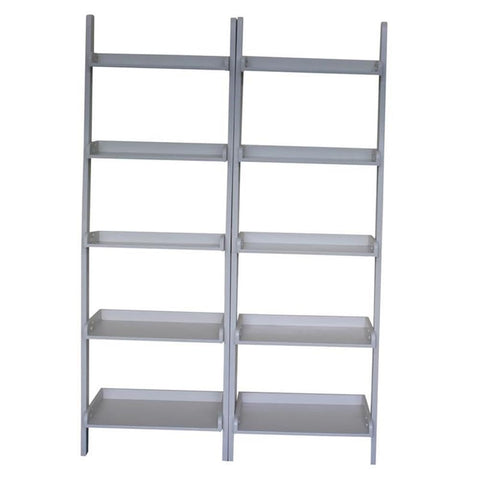 IC INTERNATIONAL CONCEPTS Lean to Shelf Units with 5 Shelves in Linen White - Set of 2 Pieces