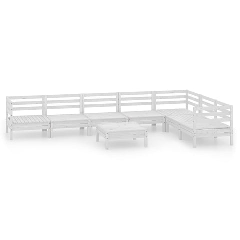 vidaXL 8-Piece Patio Lounge Set - Weather-Resistant Solid Pinewood Furniture - Versatile Outdoor/Indoor Sofa Set with Timeless Pallet Design â€“ White