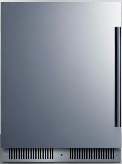 Summit 24” Refrigerator, 3.3 cu.ft. Capacity, Built-in Refrigerator Undercounter, Shallow 18” Depth, Stainless Steel- SDHR2444LHD (Left Handed Door Swing)