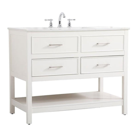 Elegant Decor Sinclaire 42" Aluminum Alloy & MDF Single Bathroom Vanity in White