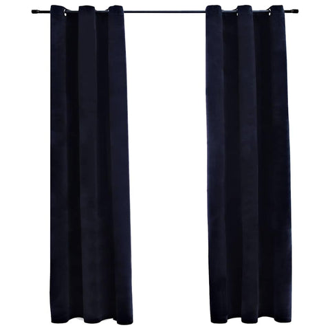 vidaXL Curtains 2 Pcs, Blackout Curtains for Bedroom Living Room, Window Blinds with Rings, Darkening Curtains Drapery, Black Velvet