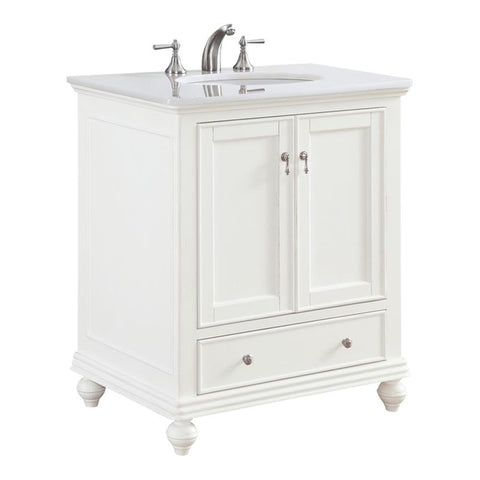 Elegant Kitchen and Bath Otto 30" Single Solid Wood Bathroom Vanity in White