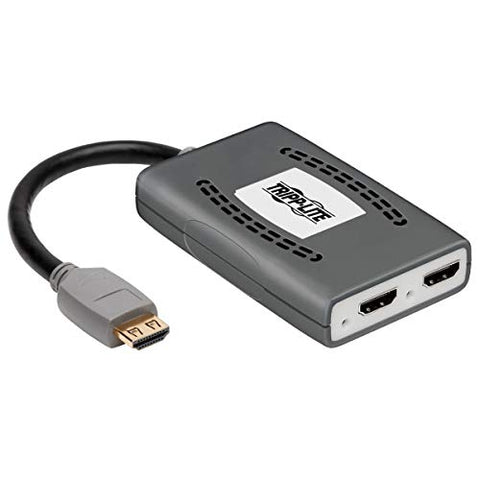 TRIPP LITE HDMI Splitter, 2 Port with Built-in Cable USB Powered HDMI Splitter, 4K @ 60 Hz, 4:4:4, Multi-Resolution Support, HDR, HDCP 2.2, TAA (B118-002-HDR-V2), 15 Feet
