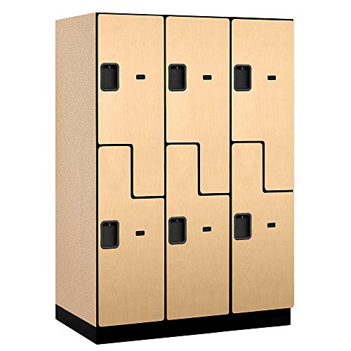 18" Wide Double Tier 'S' Style Designer Wood Locker - 3 Wide - 6 Feet High - 18 Inches Deep - Black