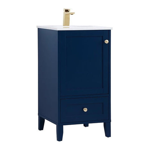 Elegant Decor Sommerville 18" Steel and Wood Single Bathroom Vanity in Blue