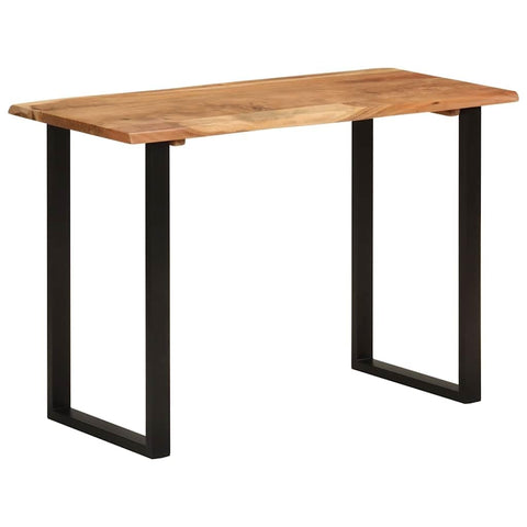 vidaXL Dining Table, Natural Edges Tabletop with Black Power-Coated Steel Legs, Rustic Design Bistro Table for Dining Room, Kitchen, Solid Acacia Wood, 43.3''x19.6''x30''