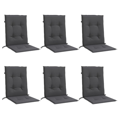 vidaXL Lowback Chair Cushions 6pcs Melange Anthracite - 39.4"x19.7"x1.6" - Polyester Fabric - Indoor/Outdoor Seating - Garden & Patio Furniture