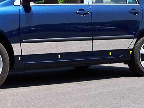 QAA is Compatible with 2003-2008 Toyota Corolla 8 Piece Stainless Rocker Panel Trim, Upper Kit, 4.875" Width TH24112