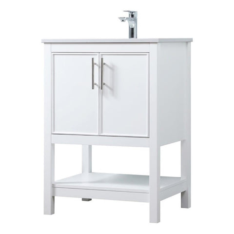 Elegant Kitchen and Bath Everett 24" Solid Wood Single Bathroom Vanity in White
