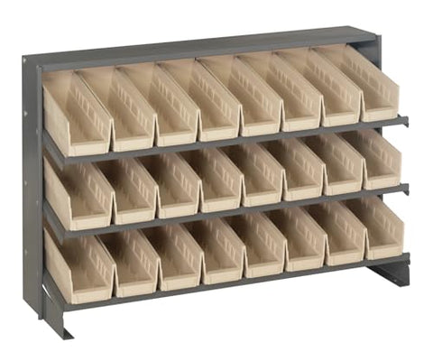 Quantum Storage Systems QPRHA-101IV Solid Single Sided 3 Shelves 24 Economy Ivory Bins 23" H x 36" W x 13" D