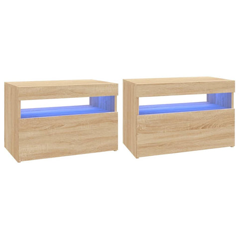 TV Cabinets with LED Lights 2 pcs Sonoma Oak