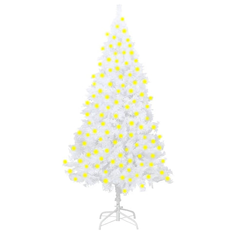 vidaXL Artificial Christmas Tree with Built-in LED Lights | 82.7" Height | Extra-Thick Branches | Lifelike PVC Construction | Economical & Reusable | White