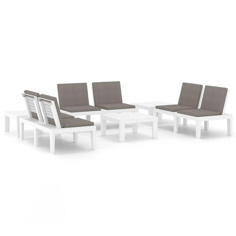vidaXL Patio Furniture Set 6 Piece, Patio Conversation Set with Cushions, Outdoor Bench Chair with Coffee Table for Garden, Modern, Plastic White