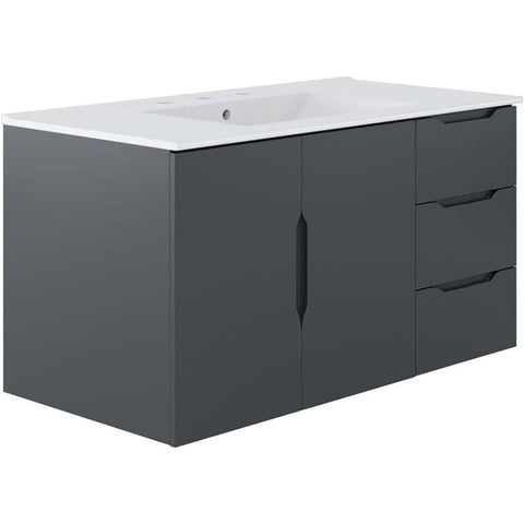 Oakestry Vitality 36 Inch Bathroom Vanity with Sink in Gray and White Finish Modern Bathroom Vanity with Storage Sink and Drawers for Small to Medium Bathrooms for Home