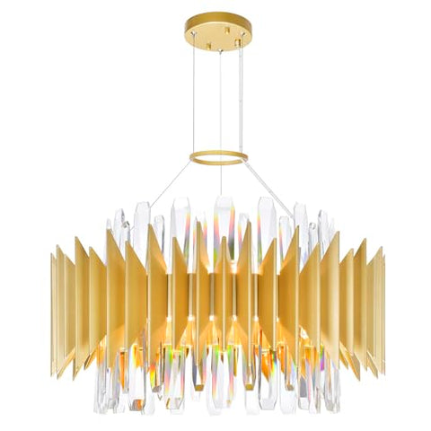 CWI Lighting Cityscape 20'' 12-Light Chandelier with Satin Gold Finish for Dining Room, Living Room, Foyer – G9 LED Compatible, Bulbs Not Included – Urban Skyline-Inspired Modern Design