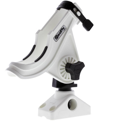 Scotty 0280-WH Baitcaster/Spinning Rod Holder, with# 241 Side Deck Mount, White