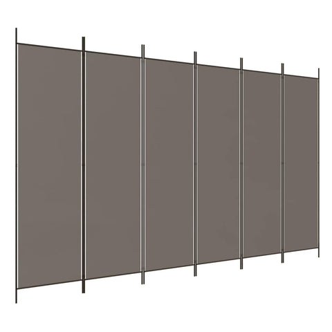 vidaXL Anthracite 6-Panel Room Divider – 118.1"x78.7" – Fabric (100% Polyester) and Iron – Foldable Design – Easy Assembly – Ideal for Sun Protection, Privacy, Workspace Partition