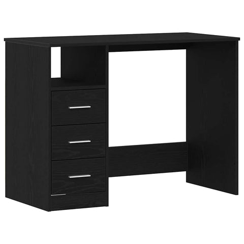 vidaXL Desk with Drawers Black Oak 40.2x19.7x29.9 Engineered Wood
