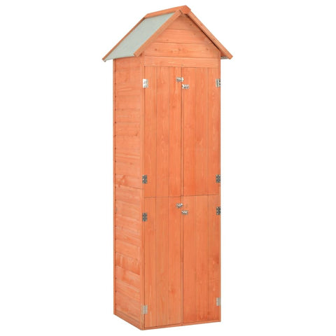 vidaXL Compact Garden Storage Shed - 28"x23.6"x83.9" Wood Cabinet - Waterproof Fabric Roof - Easy Assembly - Brown Wooden Outdoor Tool Shed