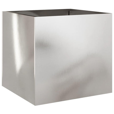 vidaXL Silver Stainless Steel Planter - Rectangular Garden Plant Container 16.5"x15.7"x15.4" for Patio, Balcony, Indoor/Outdoor Decor