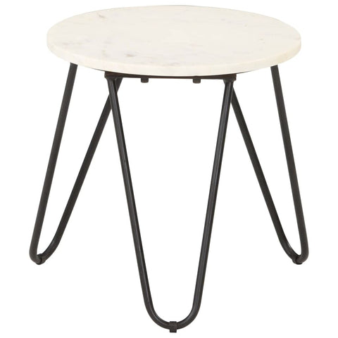 vidaXL Coffee Table, End Table with Iron Frame, Accent Sofa Table for Living Room, Home Furniture, Modern, White Real Stone with Marble Texture