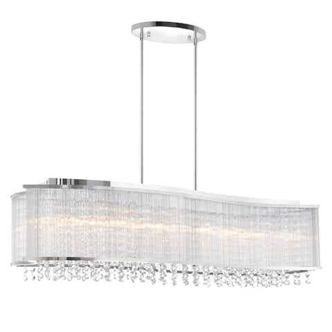 CWI Lighting 36'' Chrome Drum Chandelier for Living Room, Dining Room, or Bedroom – 6-Light Modern Ceiling Fixture with G9 Bulb Base, BACL Certified, 1-Year Warranty