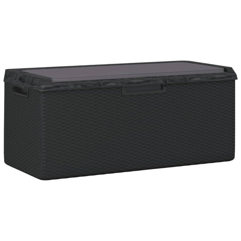 vidaXL Patio Storage Box with Seat Cushion 92.5 gal Anthracite Rattan-Look Weather- Polypropylene Garden Chest