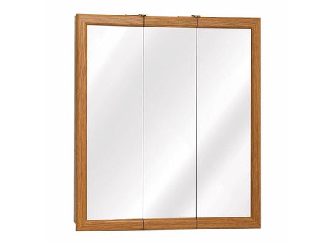 Zenith Products 23-3/4" W X 25-5/8" H X 4-1/2" D 24" Oak Frame Triview Medicine Cabinet MDF Body