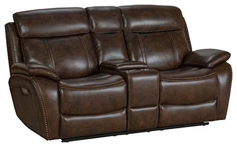 Barcalounger Sandover Power Reclining Console Loveseat, Tri-Tone Chocolate