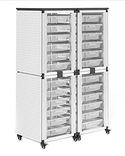 Modular Classroom Storage Cabinet - 4 stacked modules with 24 small bins - Black