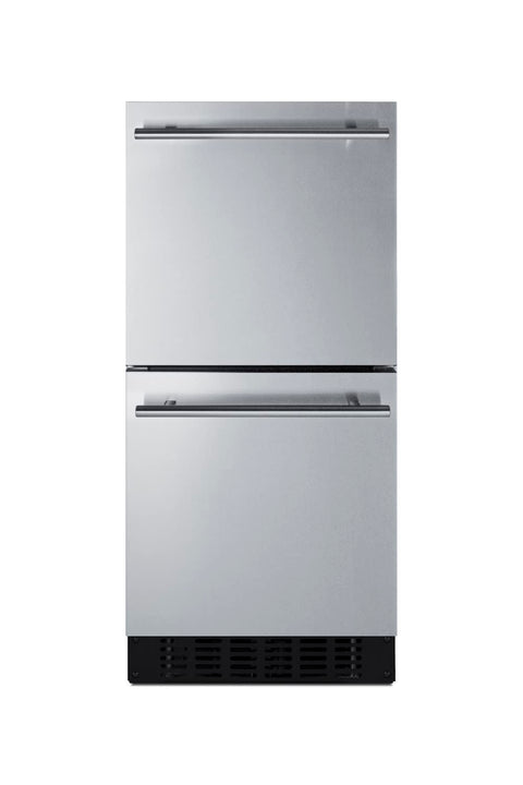 Summit 15” Two Drawer Refrigerator, 1.7 cu.ft.Capacity, ADA Compliant, 18” Shallow Depth, Stainless Steel, Panel Ready Capable*- ASDR1524 (*Panels not included)
