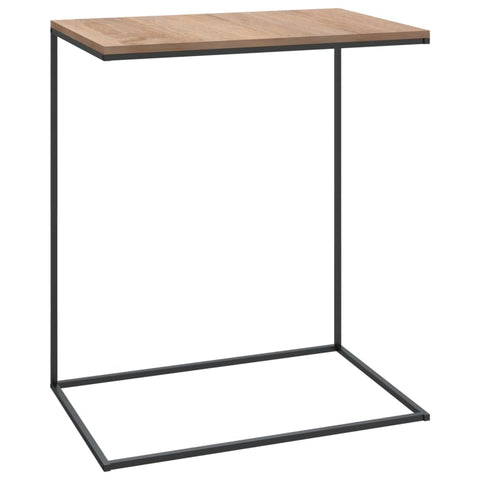 vidaXL Stylish C-Shaped Side Table- Black Engineered Wood and Iron Table - Ideal for Living Room, Bedroom or Office Space