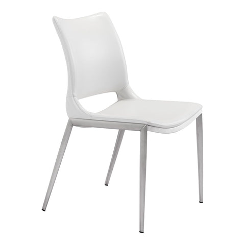Ace Dining Chair (Set of 2) White & Silver